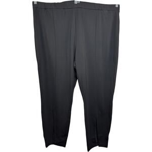 Susan Graver Occasions Regular Ponte Slim Leg Pants Lace Insert Black‎ 3X